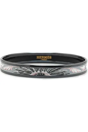 Hermès 20th Century Narrow Brazil Feather Enamel Bangle 62 costume bracelet