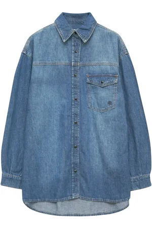 ANINE BING Simon logo-embroidered denim shirt