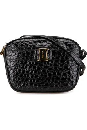 Salvatore Ferragamo 2000-2024 Croc Embossed Leather Vara crossbody bag