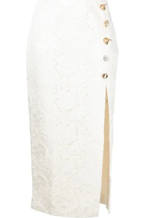 Self-Portrait Cord-lace slit midi skirt