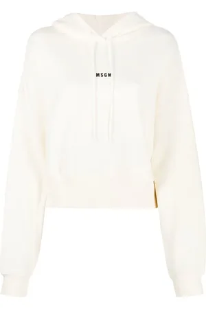 Msgm Cropped logo-print hoodie
