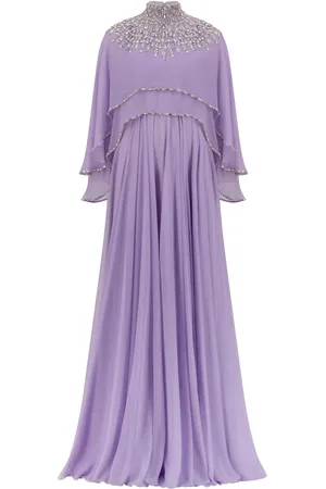 Dina Melwani Embellished chiffon gown