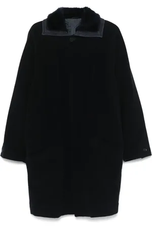 VERSACE 1980s shearling-collar coat