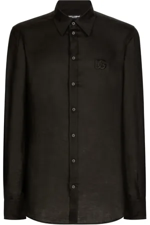 Dolce & Gabbana Logo-embroidered linen shirt