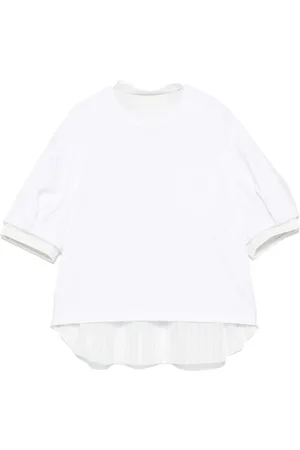 SACAI Striped panelled T-shirt