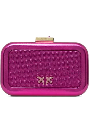 Pinko Glitter-detailing metallic clutch bag