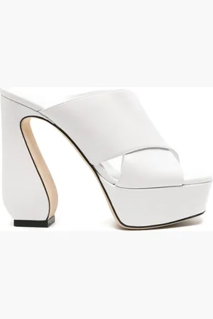 Sergio Rossi 135mm crossover-strap leather mules
