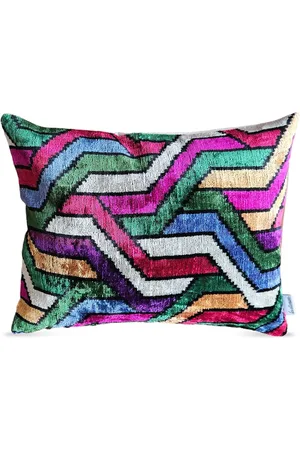 Les-Ottomans Geometric-pattern print velvet cushion