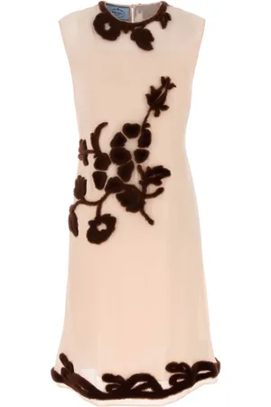 Prada Floral-embroidered silk midi dress