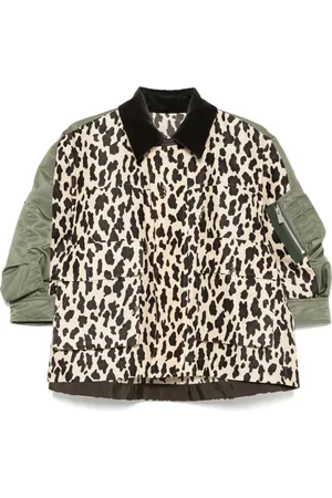 SACAI Leopard-print bomber jacket
