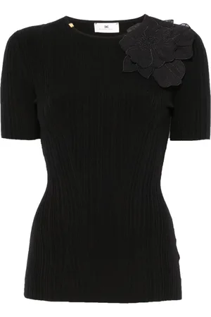 Elisabetta Franchi Floral-appliqué T-shirt