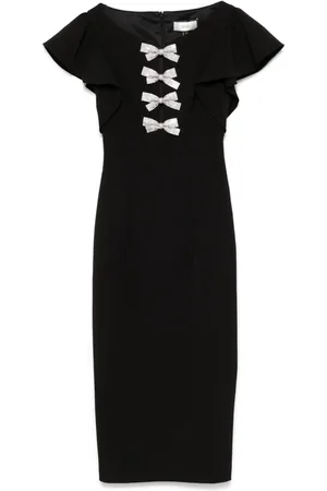 NISSA Bow-detailed midi dress