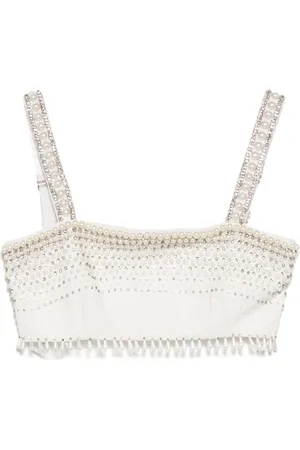 Elisabetta Franchi Pearl trimmed cropped vest