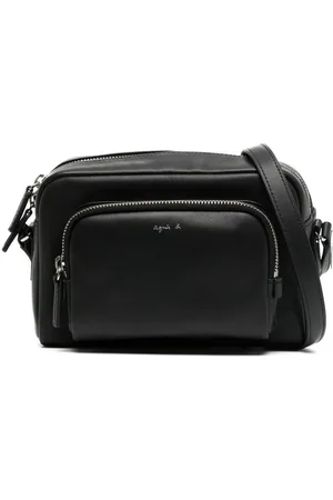 AGNÈS B. Engraved-logo leather crossbody bag