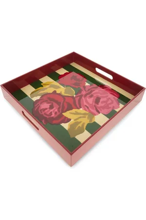 LISA CORTI Nizam Stripes wood tray (40cm x 40cm)