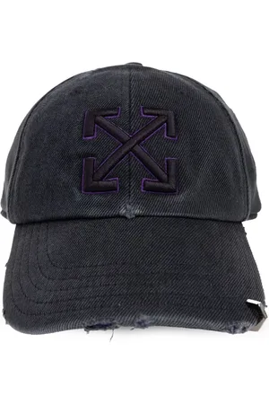 OFF-WHITE Logo-embroidered distressed denim cap