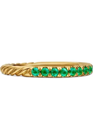 David Yurman 18kt yellow Cable Collectibles emerald stack ring (2mm)