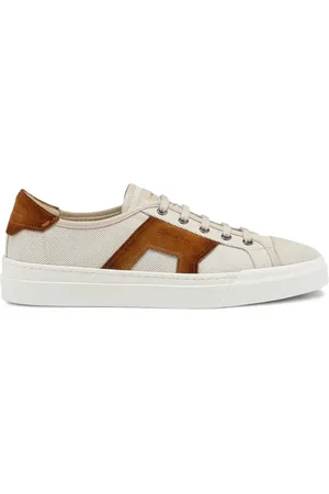 santoni Suede-panel canvas sneakers
