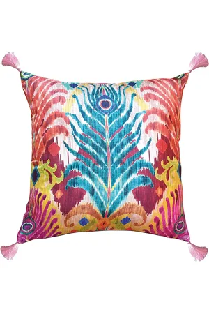 Les-Ottomans Feather-print silk-blend cushion