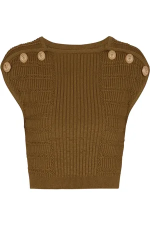 Balmain Knitted button-detail cropped top