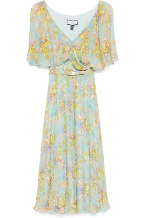 NISSA Floral-print silk midi dress