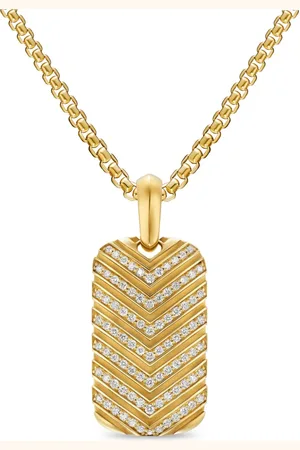 David Yurman 18kt yellow chevron-tag diamond pendant