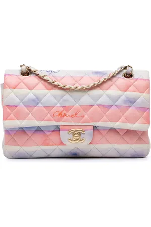 CHANEL 2009-2010 Medium Classic Printed Lambskin Watercolor Double Flap shoulder bag
