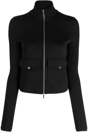 Izzue Ribbed-sleeves zip-up cardigan