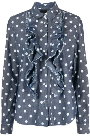 Aspesi Ruffle-trim polka dot-print blouse