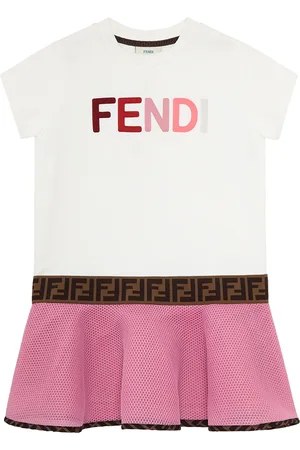 Fendi Colour-block embroidered logo dress