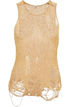 R13 Distressed metallic mesh top