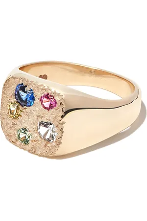 Bleue Burnham 9kt yellow Hanging Basket sapphire signet ring