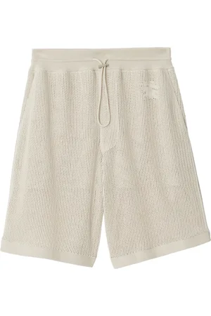Burberry Embroidered-logo mesh cotton shorts