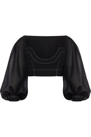 Serafini Bishop-sleeves crop top