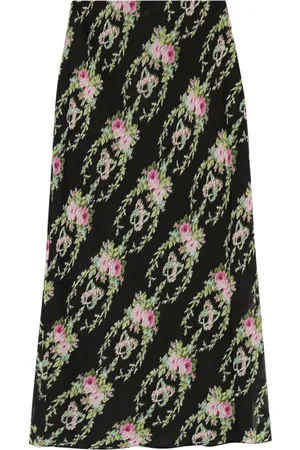 LOVESHACKFANCY Rose-intarsia midi skirt