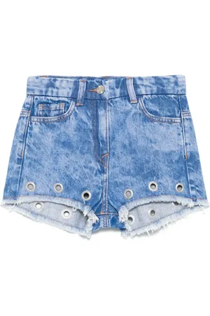 MONNALISA Eyelet-embellished denim shorts