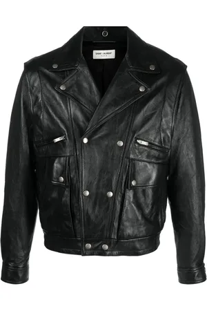 Saint Laurent Crinkled-effect leather jacket