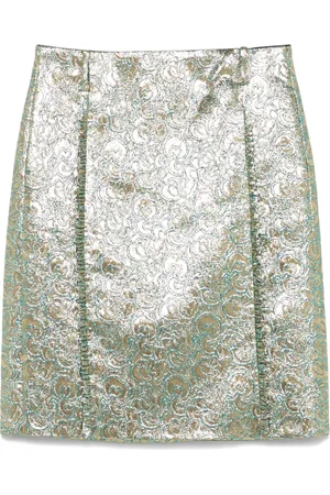 Nº21 Metallic-flower-print midi skirt