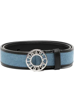 Karl Lagerfeld Logo-buckle denim leather belt