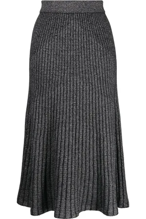 N.PEAL Pleated cashmere midi skirt