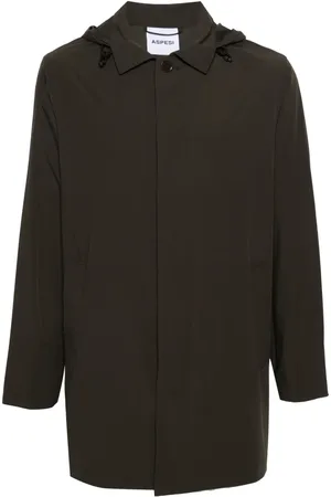 Aspesi Single-breasted hooded raincoat