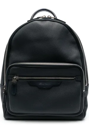 santoni Grained-texture leather backpack