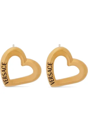 VERSACE Logo-print heart-motif earrings