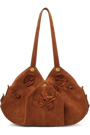 VERSACE Floral Protea suede shoulder bag