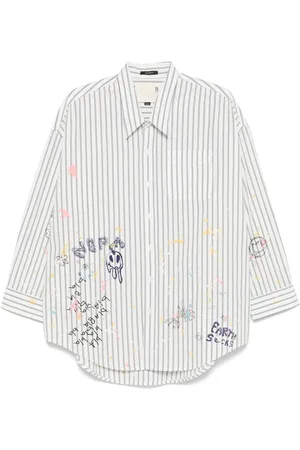R13 Paint-splatter striped shirt