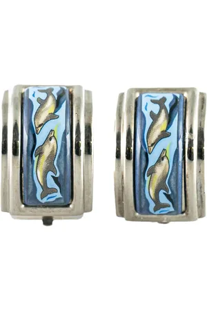 Hermès 20th Century Enamel Dolphin Clip On Earrings costume earrings
