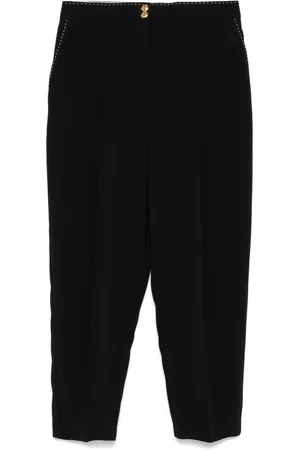 Elisabetta Franchi Contrasting-topstitching crepe trousers