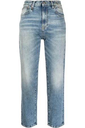 R13 High-waisted straight leg jeans