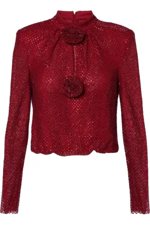 Self-Portrait Rhinestone fishnet top