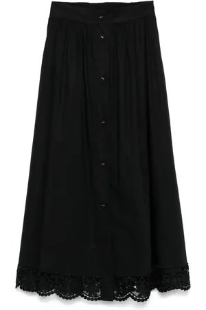 Twin-Set Lace-trim midi skirt